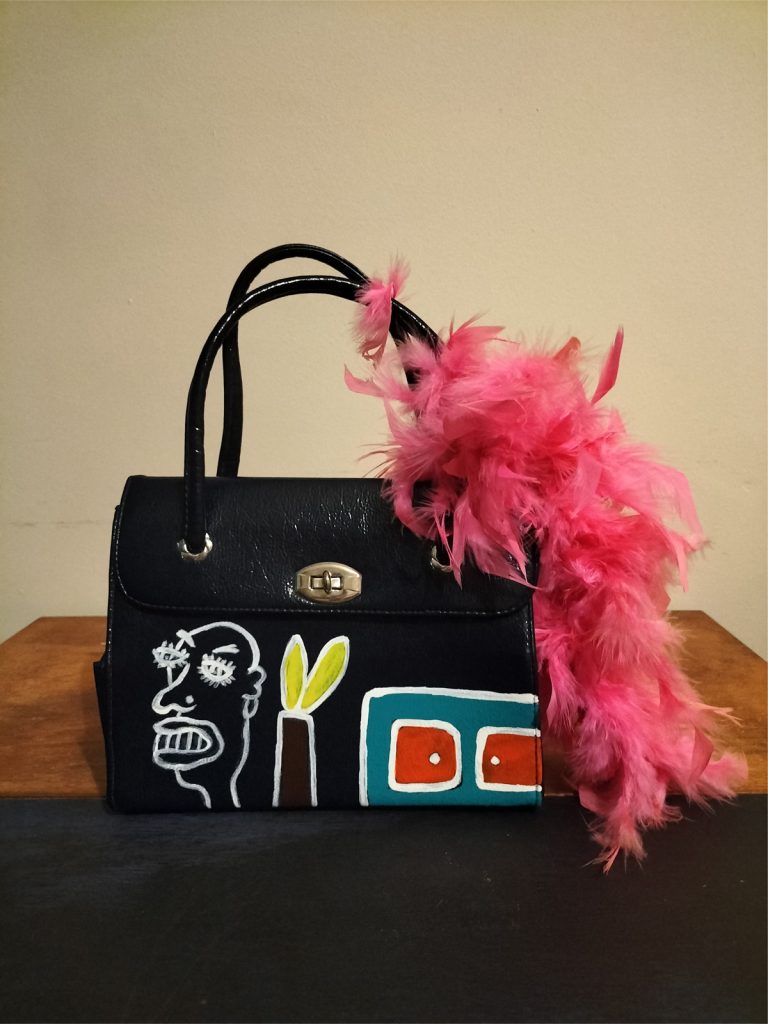 Blue bag with hand painted art