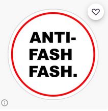 Redbubble.com site account called Shrewdmovenet. One image called Anti-fash fash.
